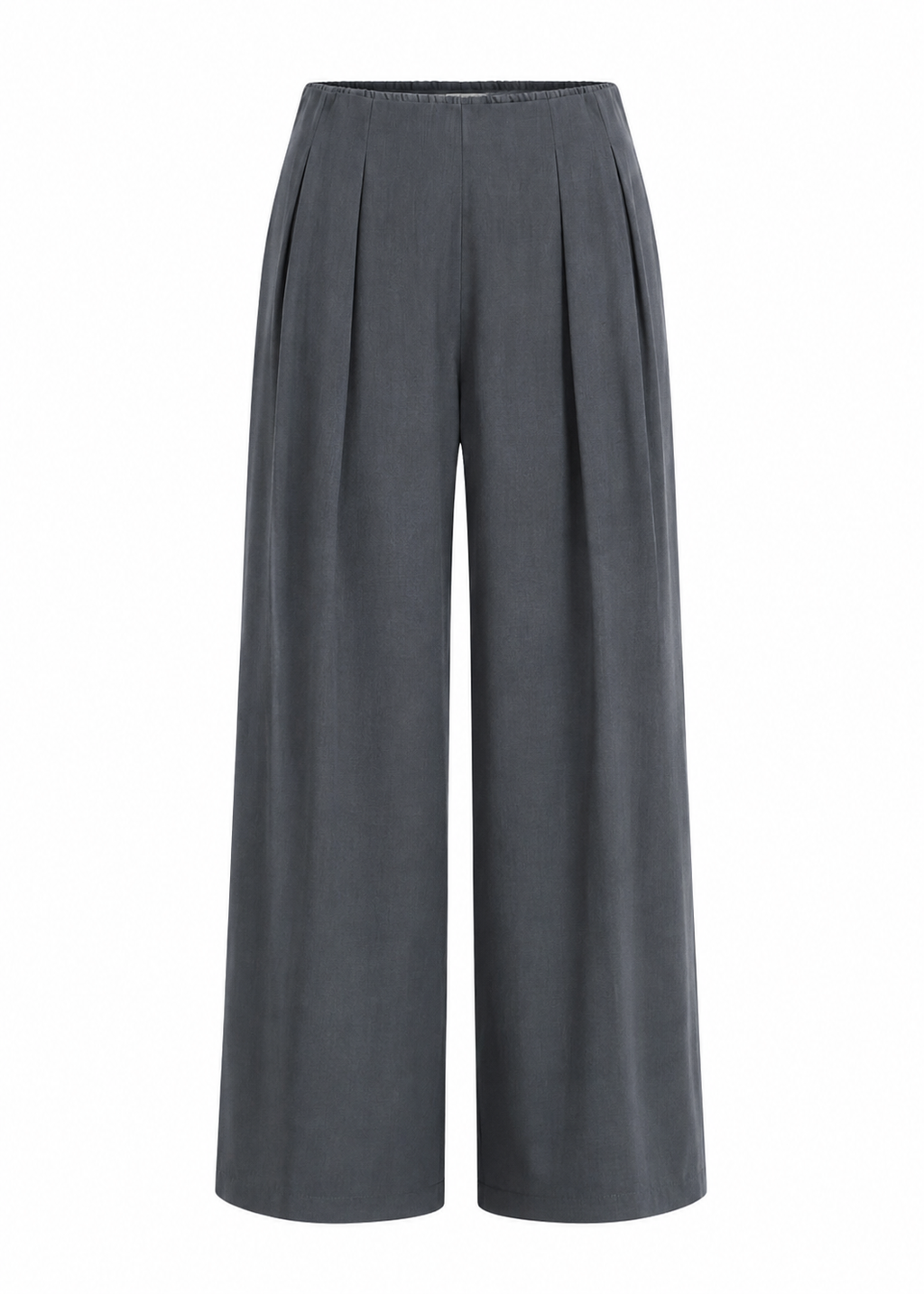 Wide-Leg Pleated Pants – Charcoal