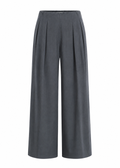 Wide-Leg Pleated Pants – Charcoal