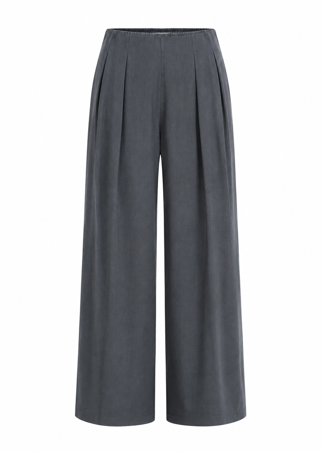 Wide-Leg Pleated Pants – Charcoal