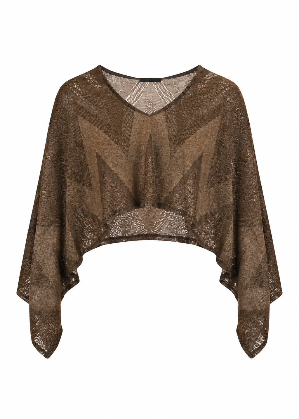 Sheer Knit Poncho – Brown
