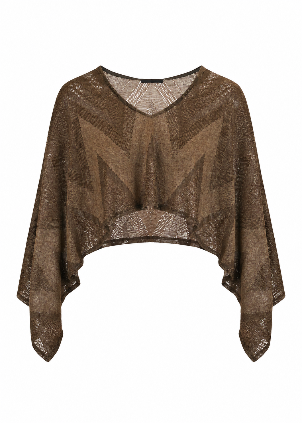 Sheer Knit Poncho – Brown