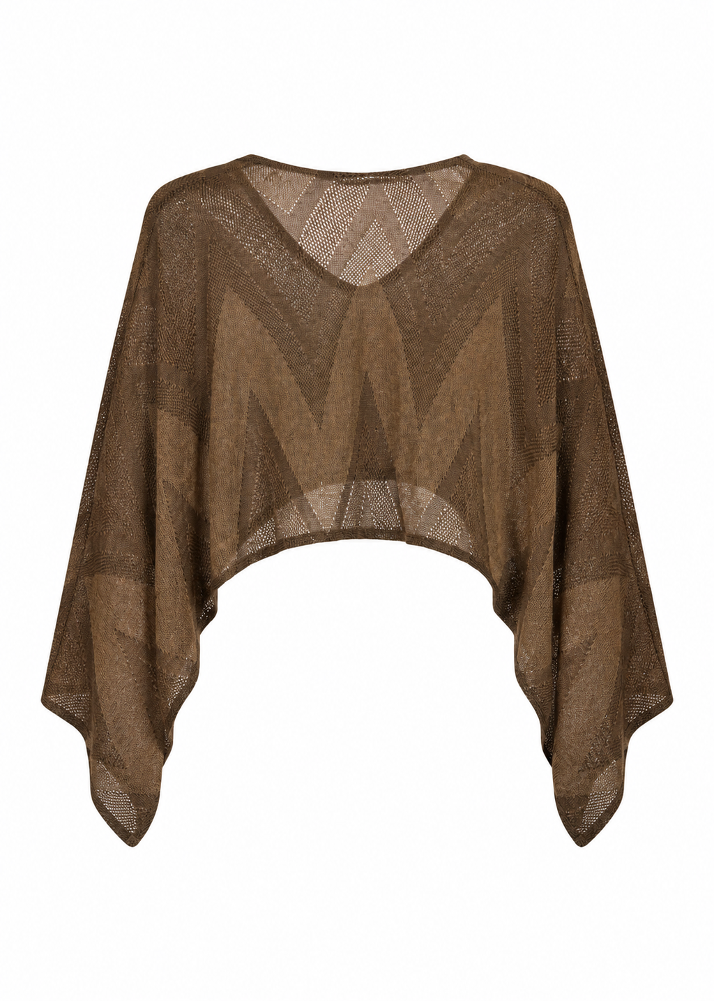 Sheer Knit Poncho – Brown