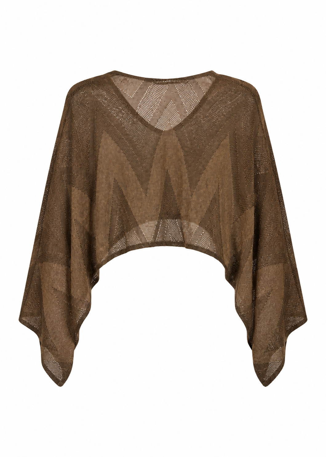 Sheer Knit Poncho – Brown