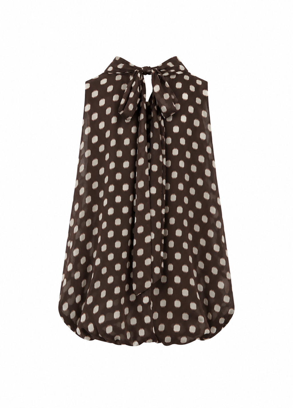 Polka Dot Bubble Hem Blouse – Chocolate