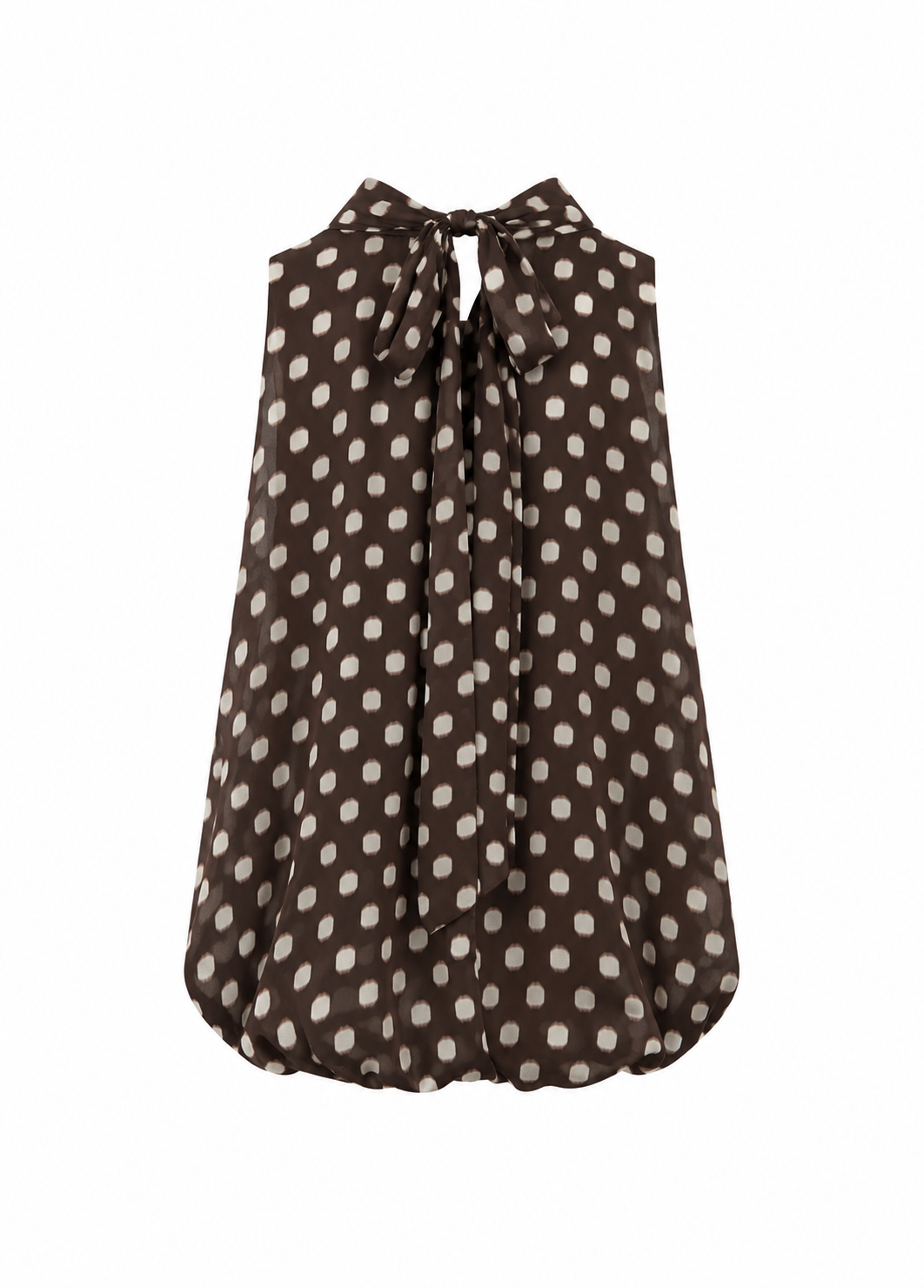 Polka Dot Bubble Hem Blouse – Chocolate