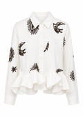 Embroidered Ruffled Blouse – White