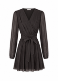 Sheer Wrap Mini Dress | Chocolate Brown
