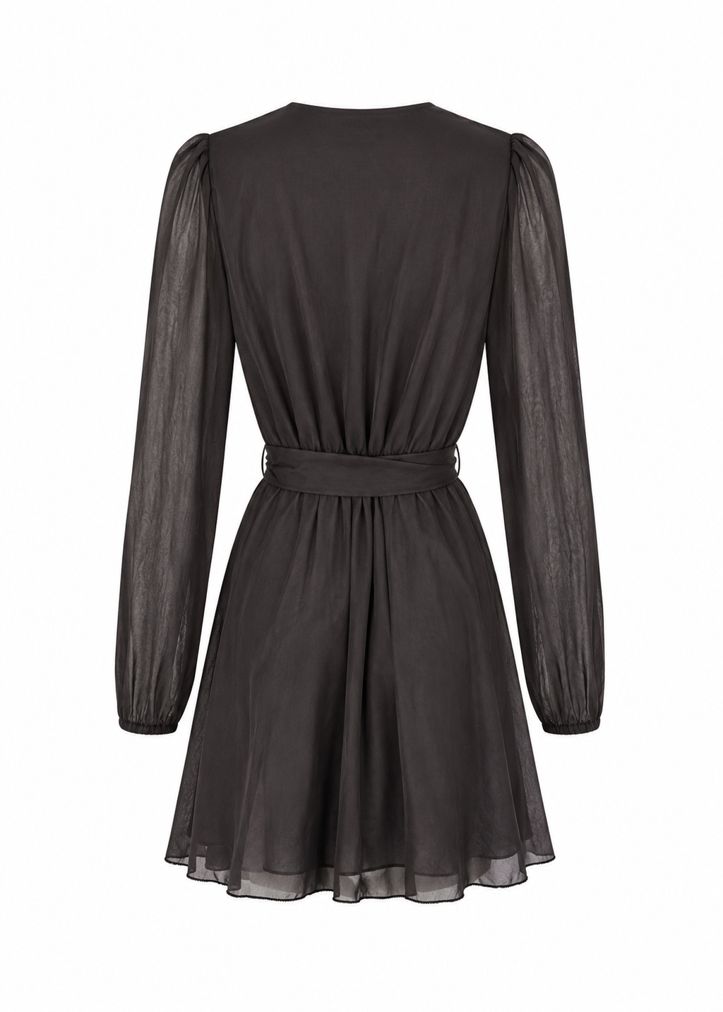 Sheer Wrap Mini Dress | Chocolate Brown