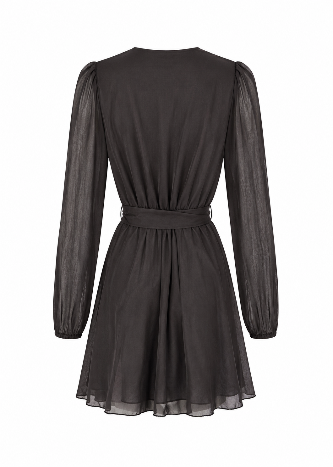 Sheer Wrap Mini Dress | Chocolate Brown