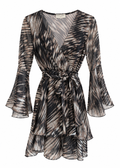 Zebra-Print Chiffon Wrap Mini Dress