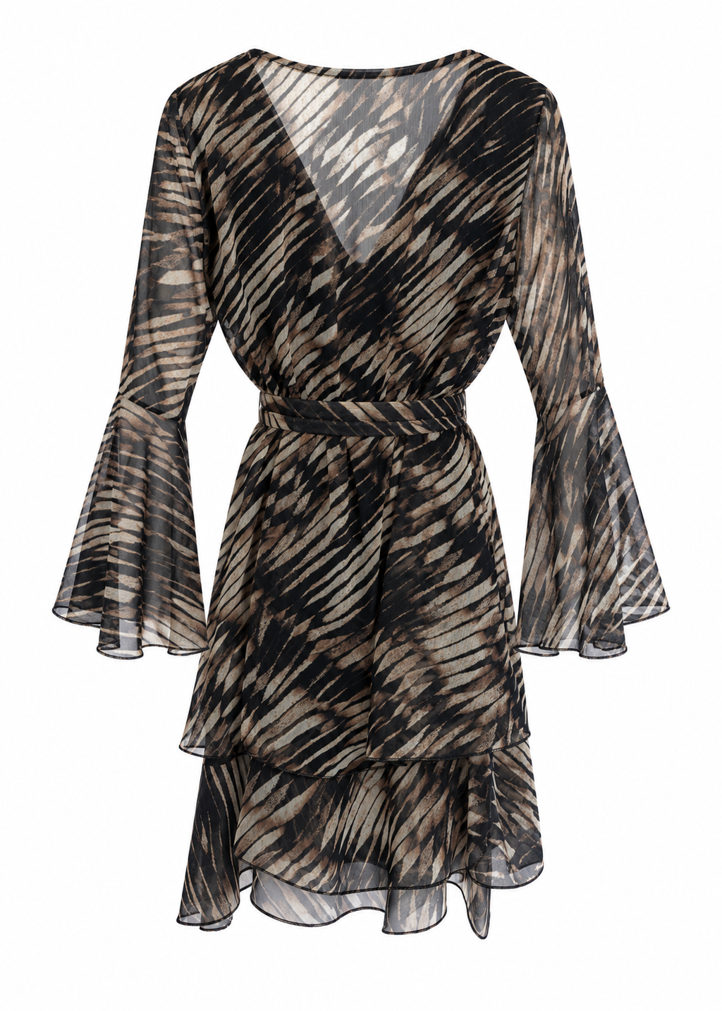 Zebra-Print Chiffon Wrap Mini Dress