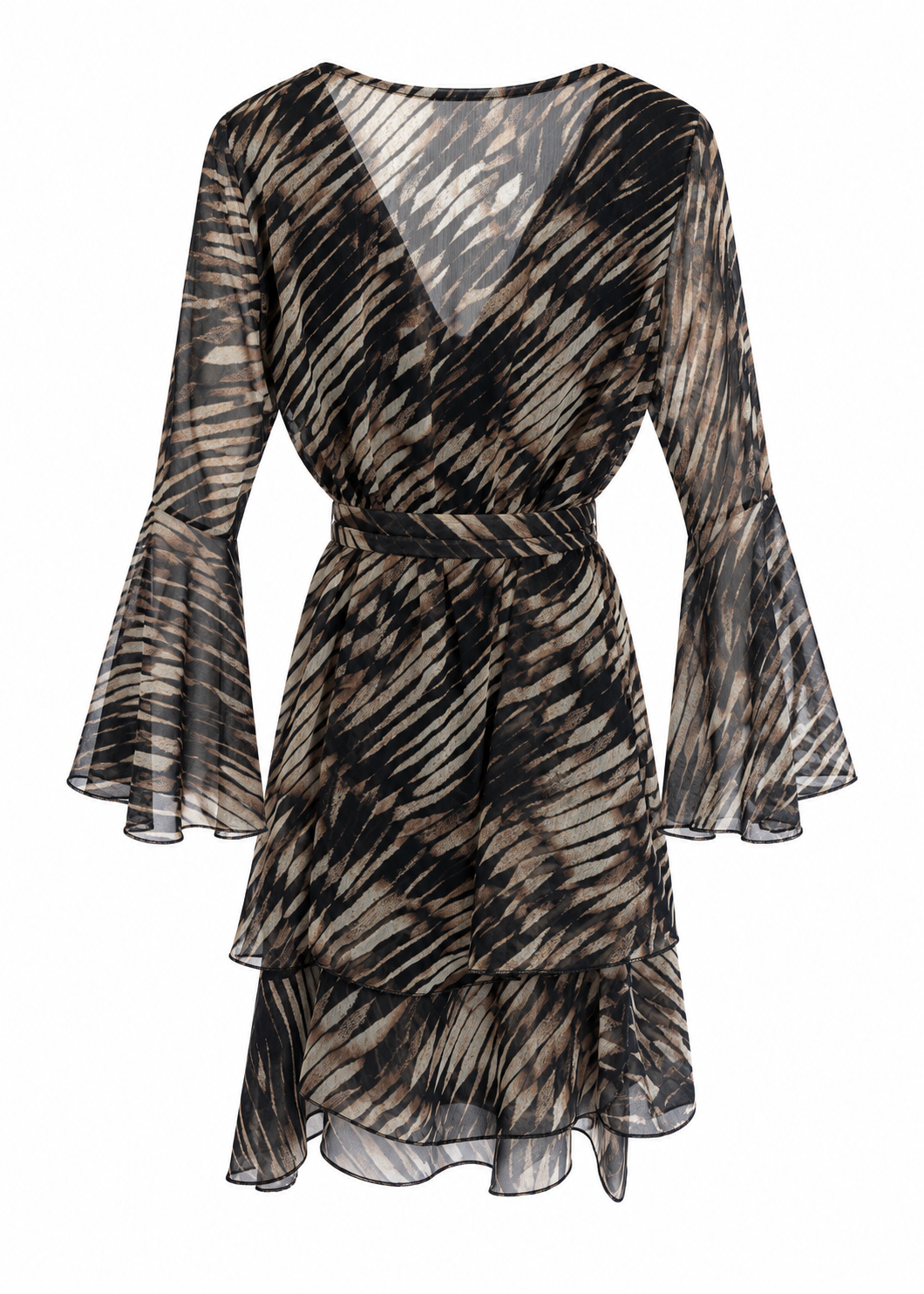 Zebra-Print Chiffon Wrap Mini Dress