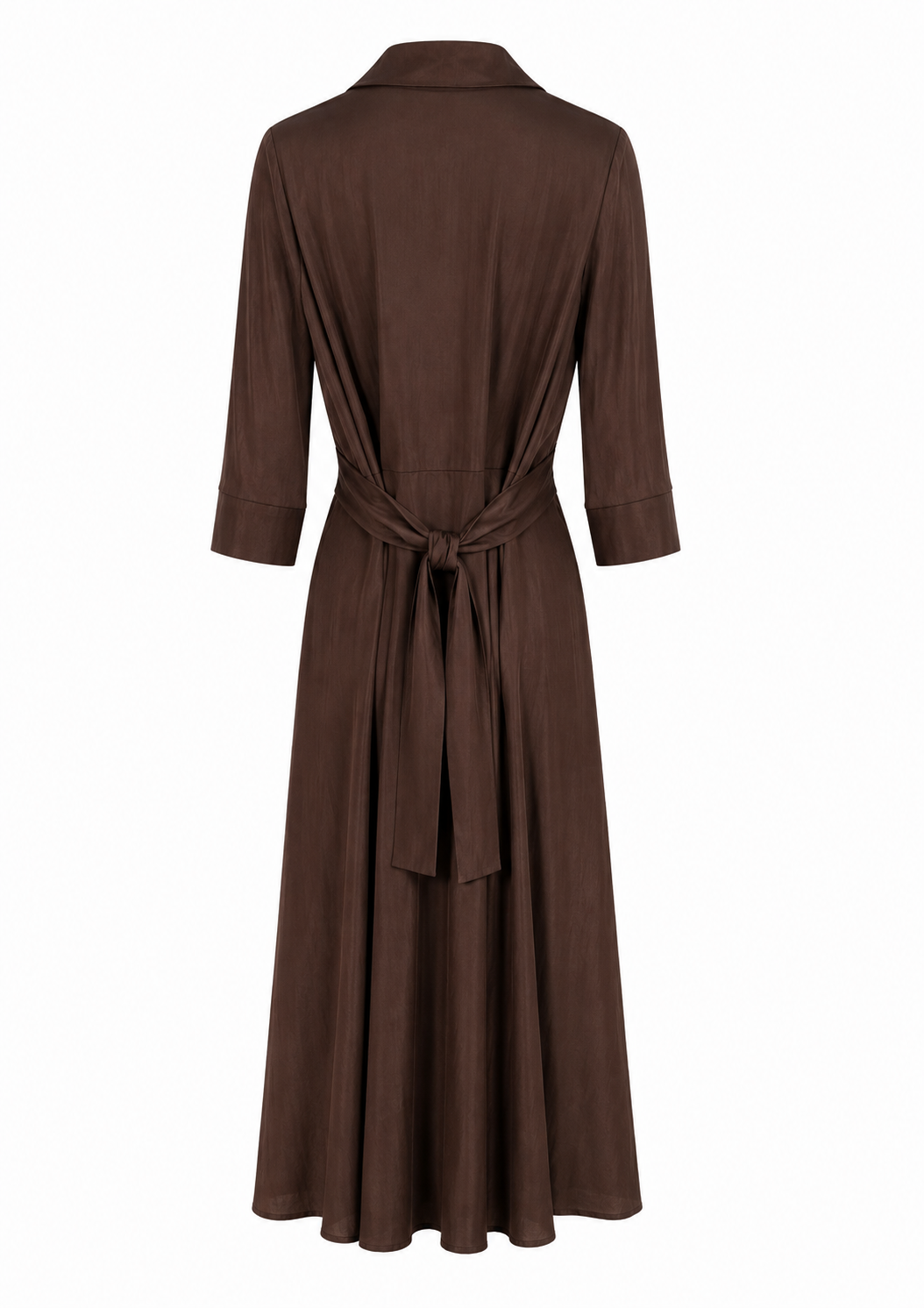 Cross-Front Midi Shirtdress | Chocolate Brown