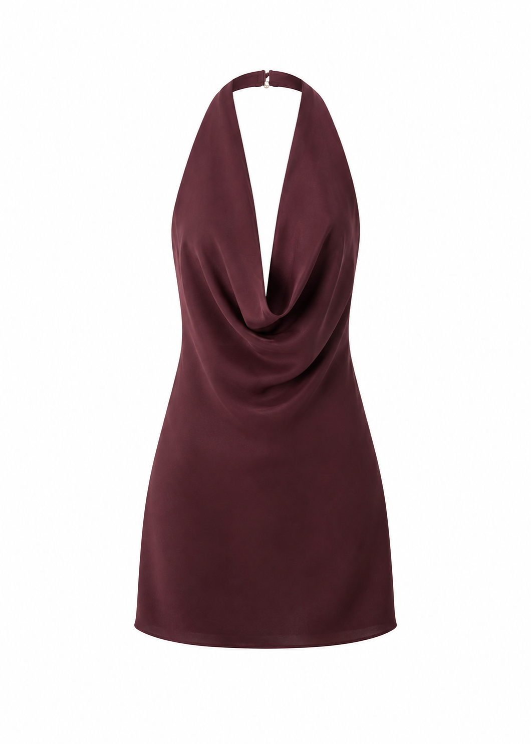 Cowl-Neck Satin Halter Mini Dress | Burgundy