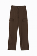 Brown Satin Cargo Pants