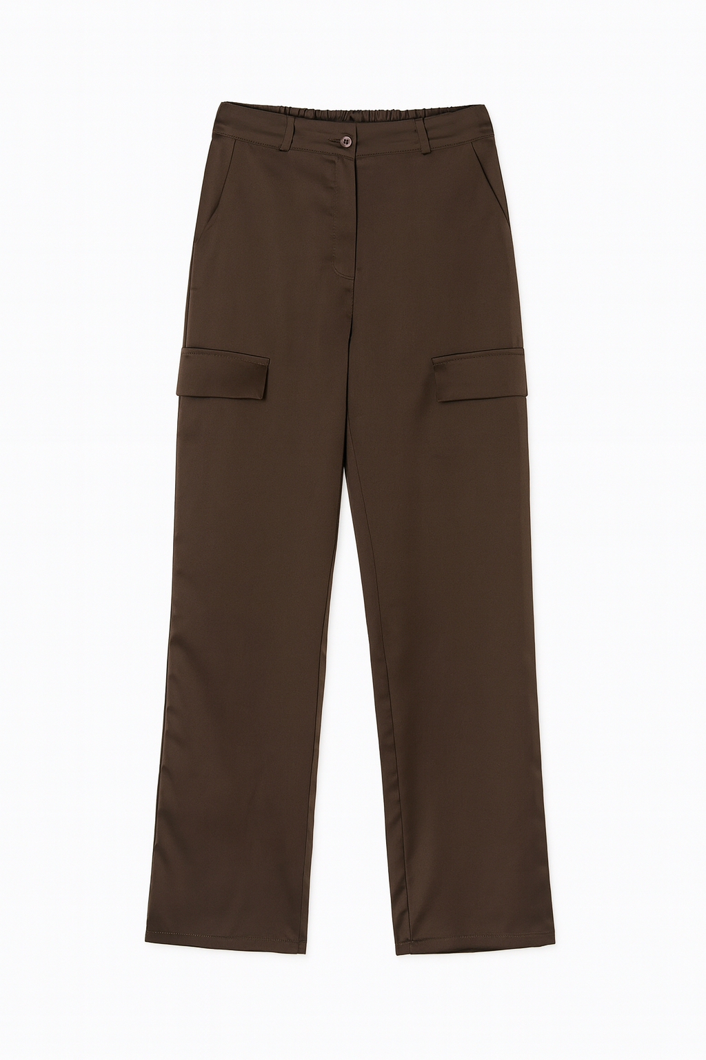 Brown Satin Cargo Pants