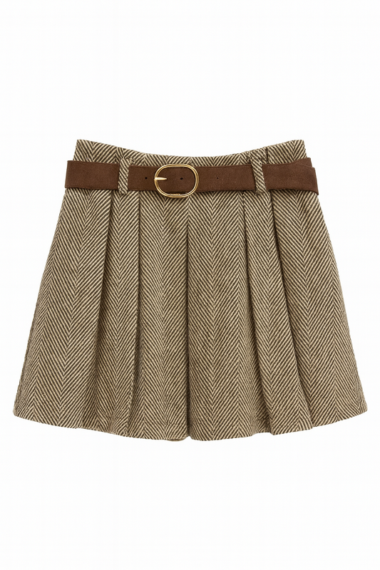 Herringbone A-line mini skirt