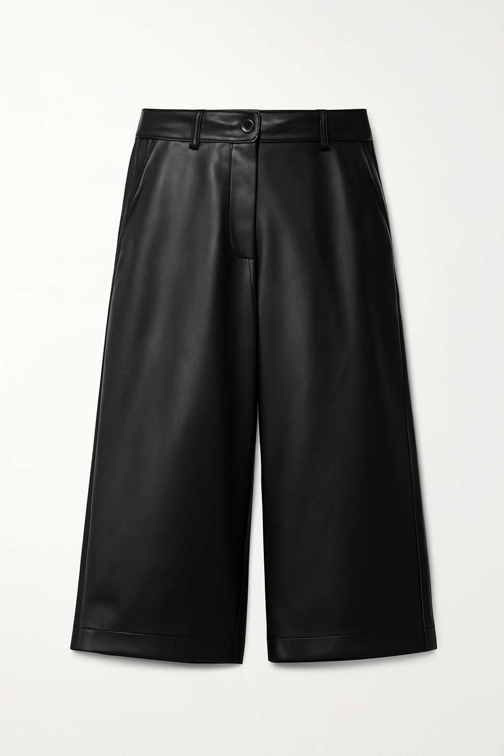 Black Faux Leather Culotte Pants