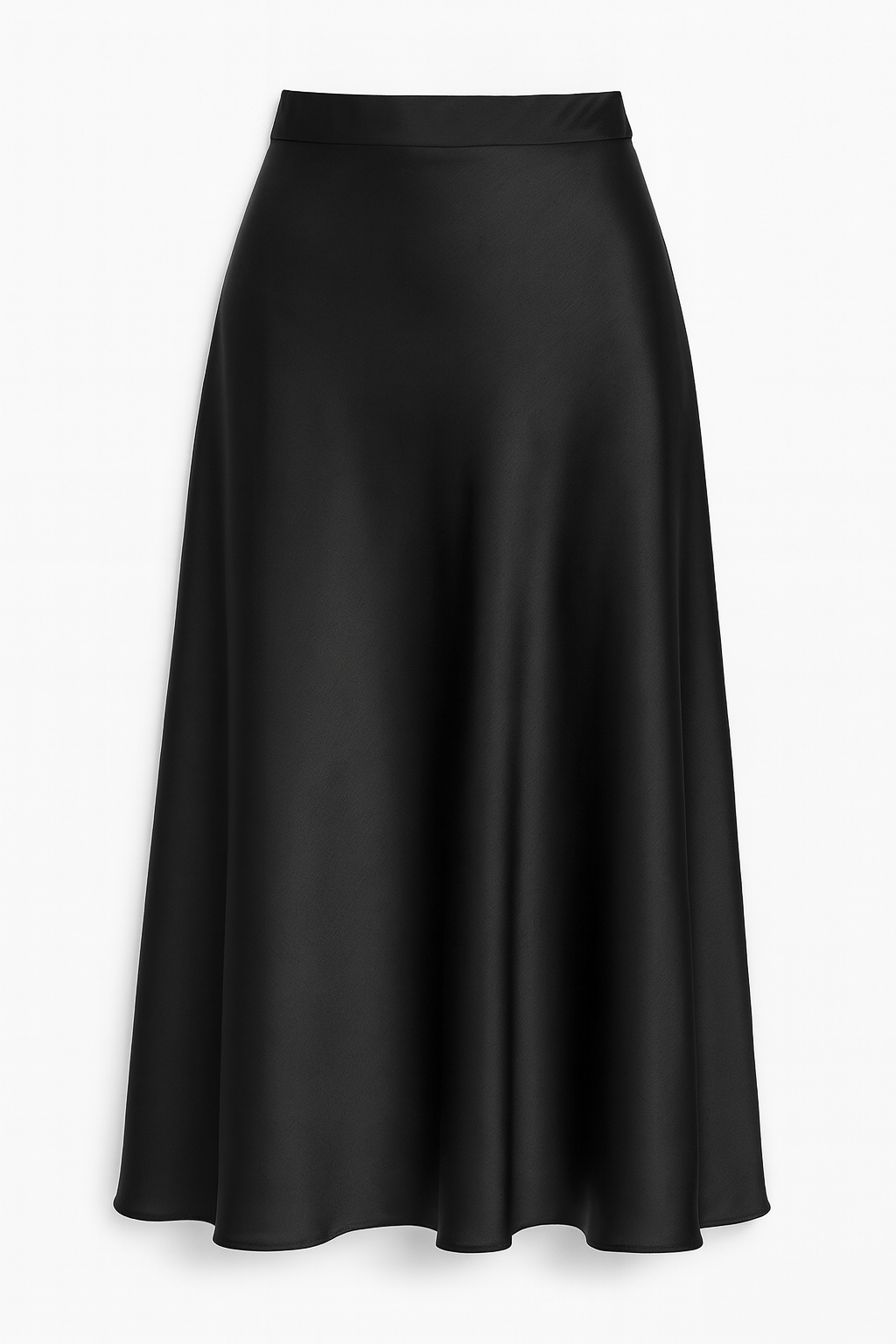 Black Satin Midi Skirt