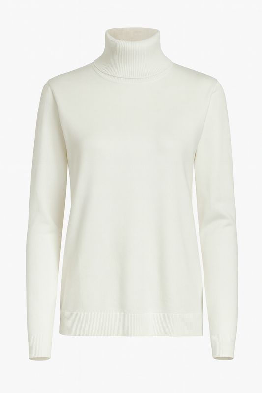 White Turtleneck Knitwear Sweater