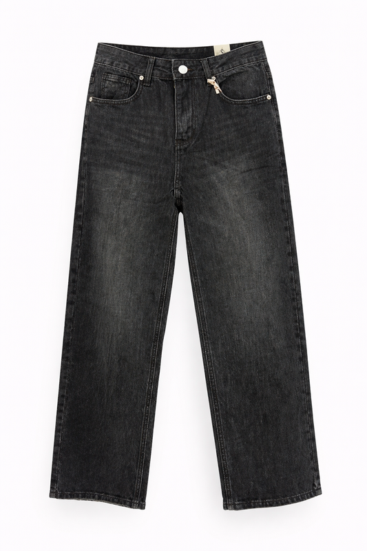 Washed Black high-wasted Jeans