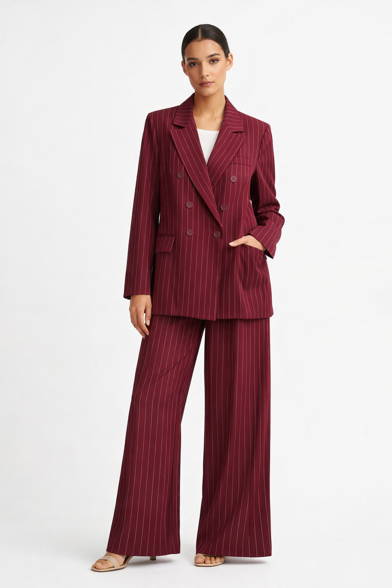 Burgundy Pinstripe Suit