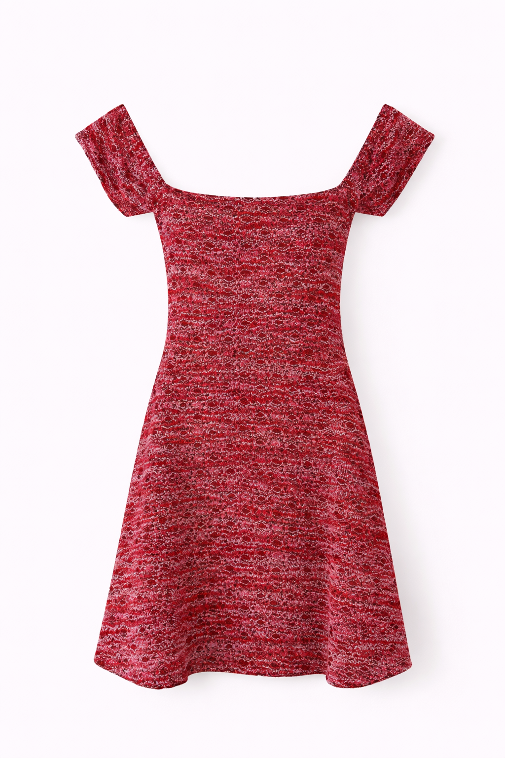 The Alba Mini Dress - Textured knit square-neck mini