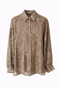 Floral Jacquard Taupe Shirt - Premium Textured Blouse