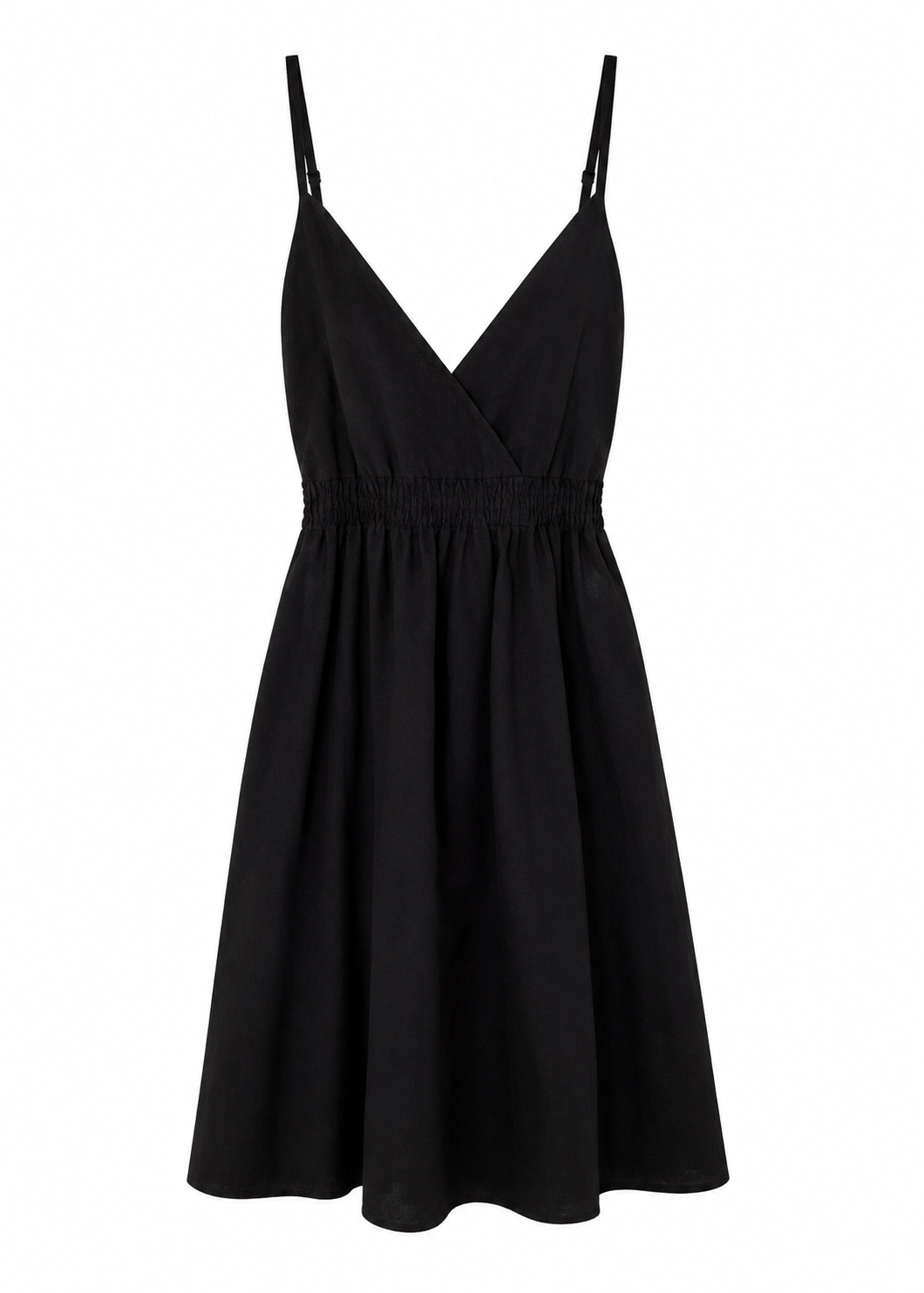Black Mini Dress | Smocked Waist & Spaghetti Straps