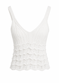 White Knitted Camisole with Tiered Scalloped Ruffle Detail