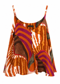 Abstract Swirl Camisole Top with Button Placket & Peplum Hem | NEU Collection