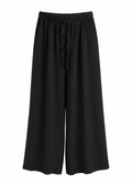 Black Wide-Leg Trousers with Elasticated Drawstring Waist