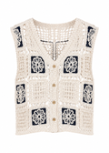 Crocheted vest with floral motifs