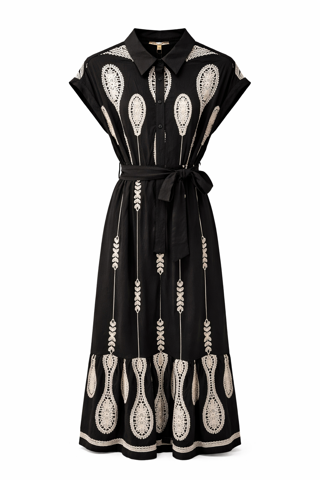 Black Midi Dress with Lace Details