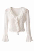 Delicate Lace Blouse with Ruffled Neckline
