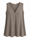 Taupe Linen Flowy Top