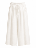 White Linen Wide-Leg Culottes