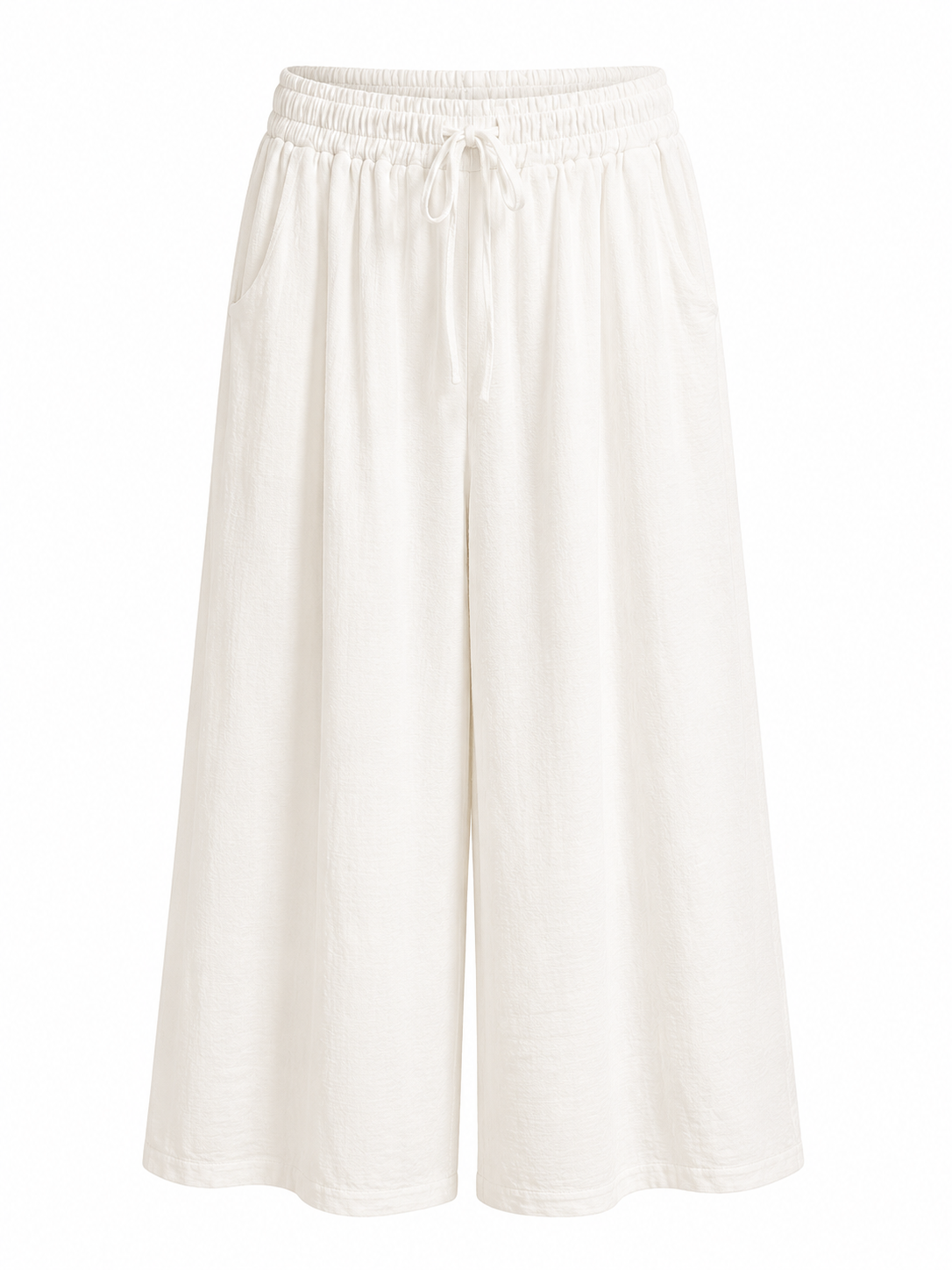 White Linen Wide-Leg Culottes