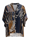 Floral and geometric patchwork blouse