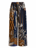 Wide-leg pants with botanical print