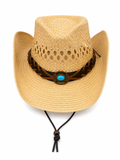 Western straw hat on white backdrop