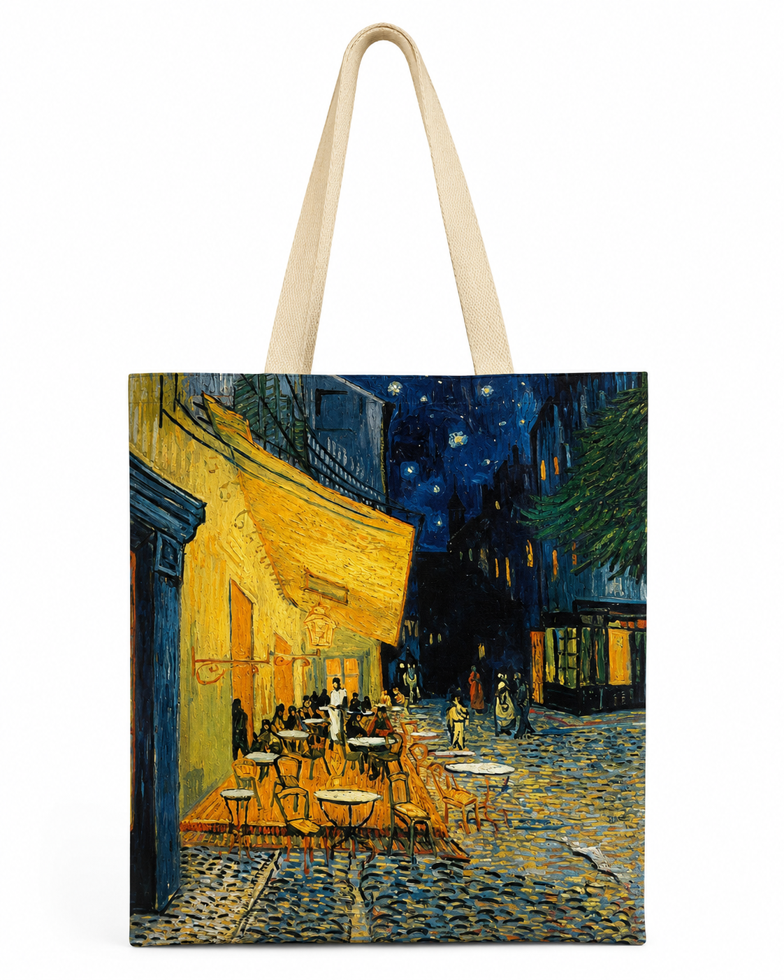 Café terrace in vibrant brushstrokes tote bag