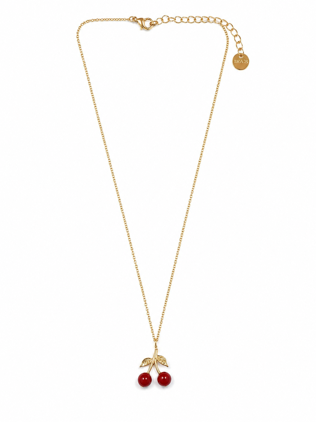 Delicate gold necklace with cherry pendant