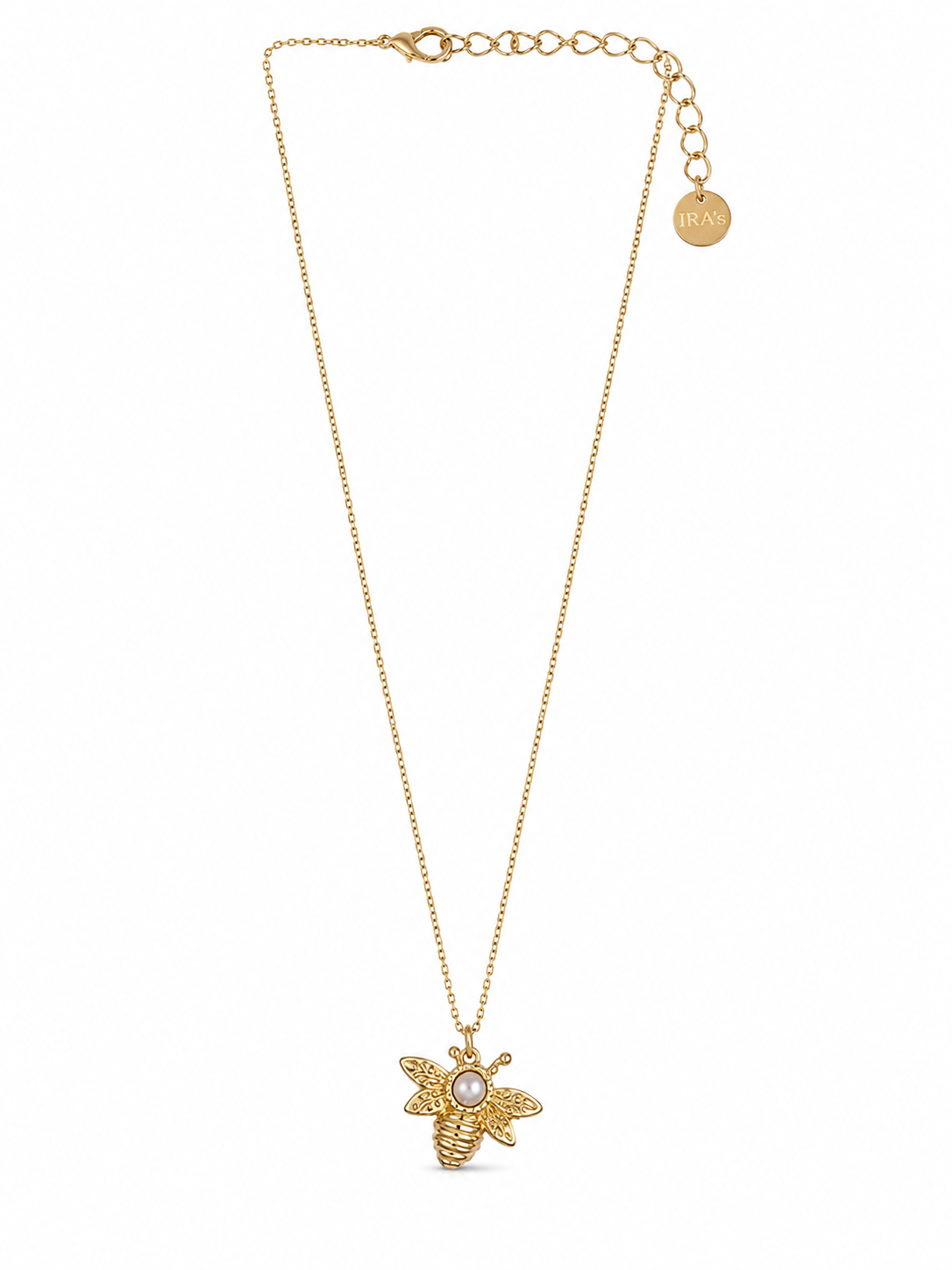 Delicate gold bee necklace with charm