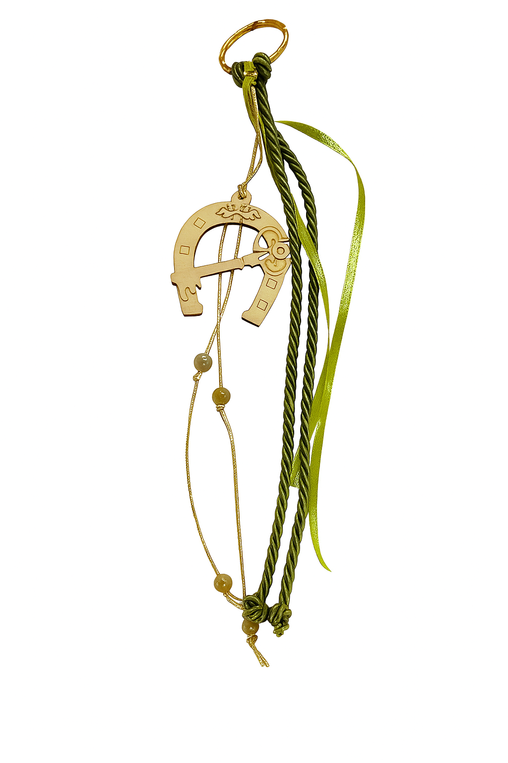 Wooden Horseshoe Lucky Charm (Greek Home Blessing)