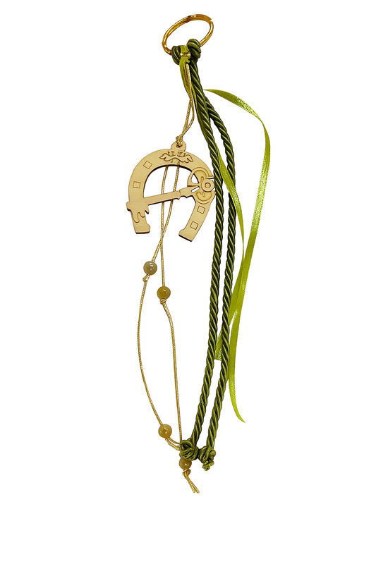 Wooden Horseshoe Lucky Charm (Greek Home Blessing)