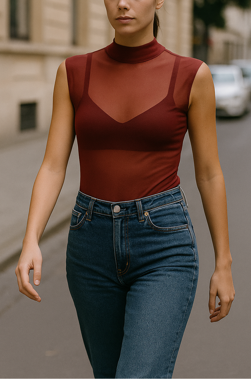 Quinn Bodysuit Wine Sleeveless