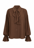 Bow-Tie Balloon-Sleeve Shirt