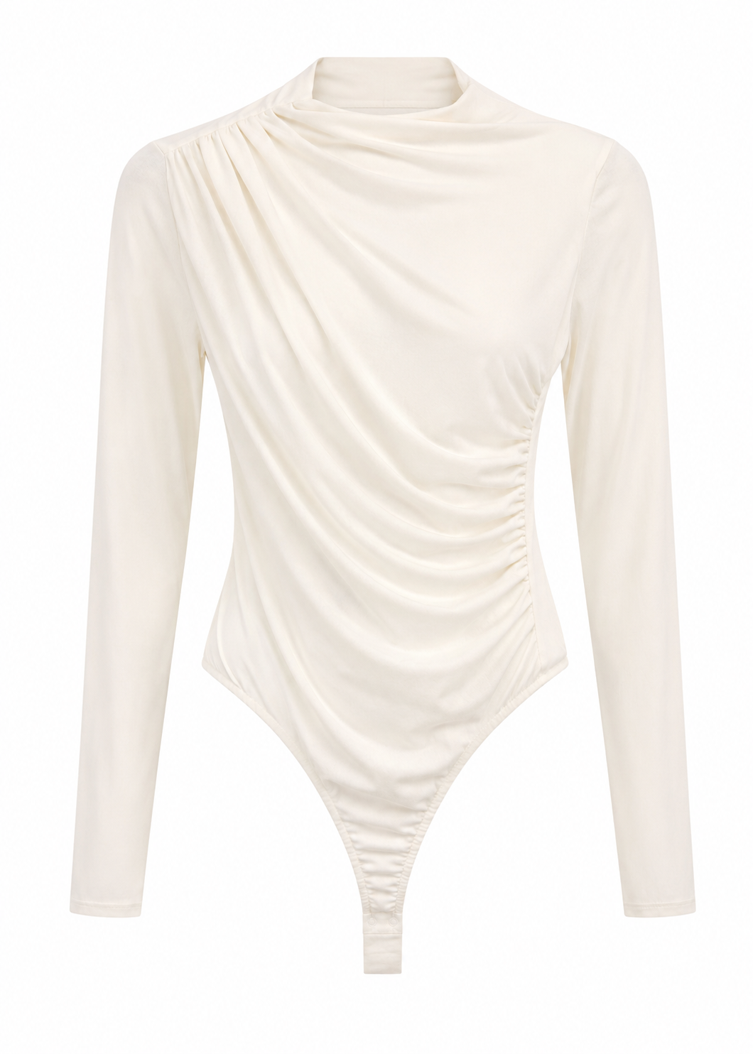 Asymmetric Draped Bodysuit | Ivory