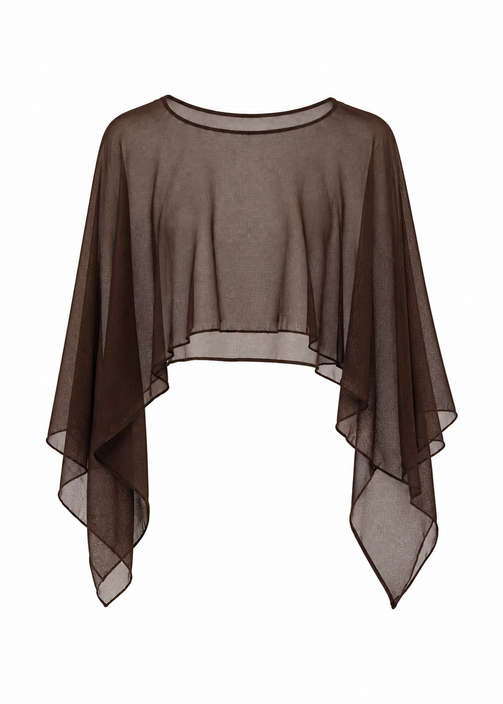 Sheer Draped Poncho Top | Chocolate Brown